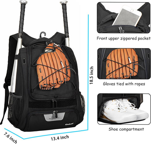Goloni Youth Baseball Bag, Softball Bag with Shoes Compartment and Fence Hook for TBall Equipment