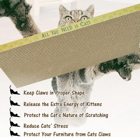 Cardboard Cat Scratcher Pads, Dual-Side Corrugated Cat Scratching Board for Indoor Cats
