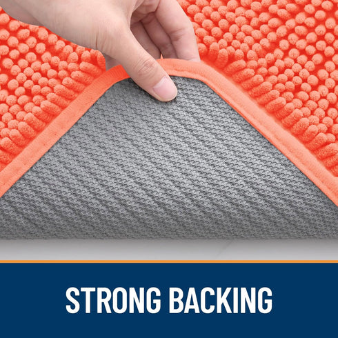 OLANLY Dog Door Mat for Muddy Paws, Absorbent Non-Slip Washable Mat, Quick Dry Chenille, 36x24, Coral