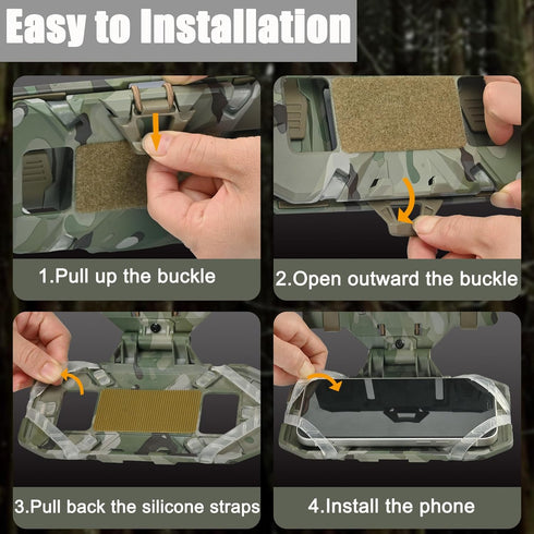 tactifans Tactical Plate Carrier Phone Mount, Universal Molle Phone Holder,Tactical Phone Holder Foldable Navigation