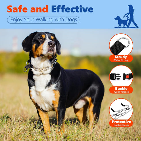 Supet Adjustable Prong Collar for Dogs, No Pull Training Collar with Quick Release Buckle, Extra Links Included