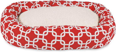 24 Inch Red Links Sherpa Bagel Dog Bed
