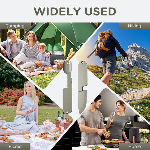qiloos 2 1 Set, Set, in Camping Eating Utensils Respectivem Portable Detachable Knife Spork Cutlery Pocket Cooking Fork