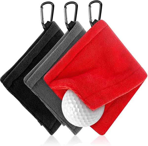 Flutesan Golf Ball Towel 5.5 x 5.5 Inch, Small Pocket Towel with Clip, Portable Golf Cleaner Accessories for Men Women