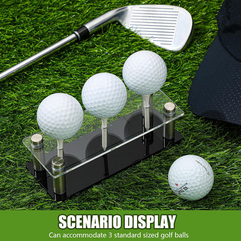 Realspring Acrylic Metal Golf Ball Display Case Golf Ball Holder with Black Base Golf Ball Stand Display Box for Golf