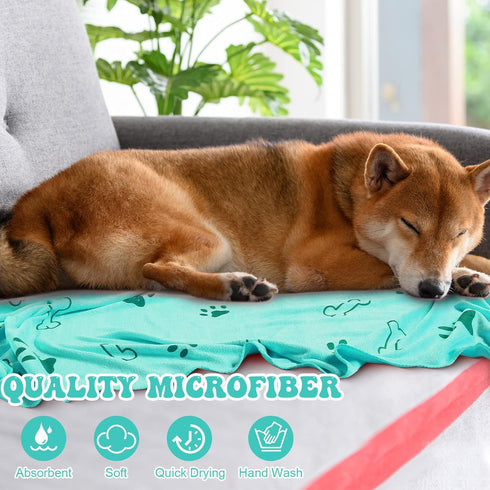 8 Pcs Dog Towels, Pet Bath Drying Towels, 55 x 28 Inches, Large Absorbent Microfiber Quick Drying for Cats and Puppies