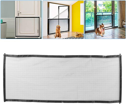 Magic Dog Gate Pet Safety Guard Gate with Sticky Hooks and Telescopic Rods for Dogs (180 * 72CM)