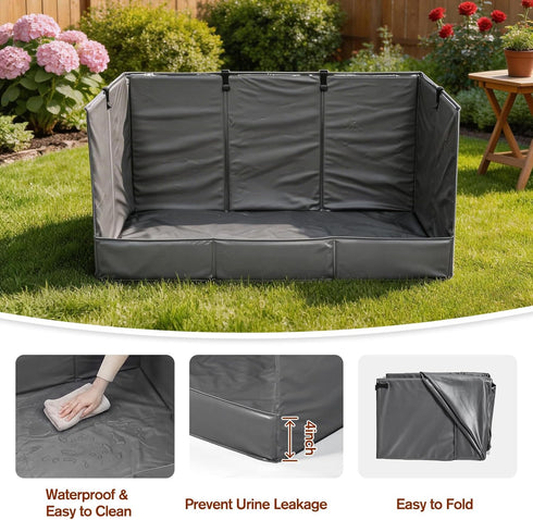 Bhyhok 4-Inch 33.5"23.6"15.9" Foldable Dog Litter Box with High Walls, Waterproof Indoor Dog Potty Tray with Baffle