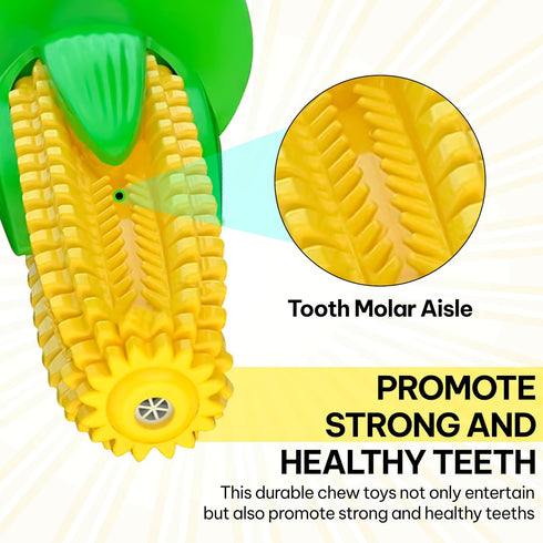 Dog Chew Toys for Aggressive Chewers – Interactive Squeaky Corn Toys for Small Medium Large Breeds, Teething, Grind