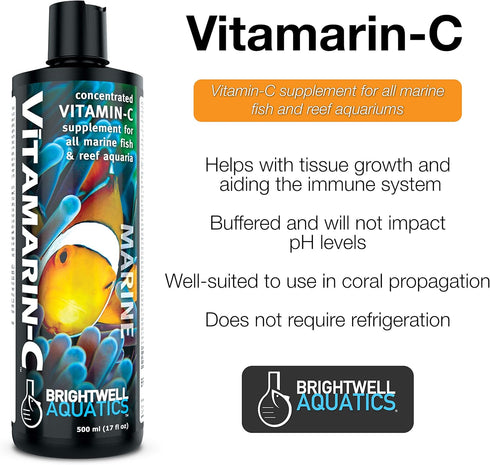 Brightwell Aquatics Vitamarin C - Concentrated Vitamin C Supplement for Marine Aquariums 250ml