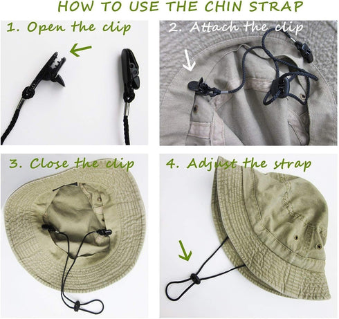 Set of 2 Cap Clips and Hat Chin Strap Windproof Clip Universal Clip Anti-lost Strap Multi-function Clip with Strap for Golfing, Fishing, Boating, Sailing and Other Sports