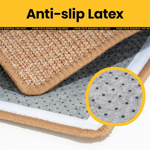 Cat Scratcher Mat - Natural Sisal with Sticky Velcro Tapes, Horizontal Floor Pads for Indoor Cats
