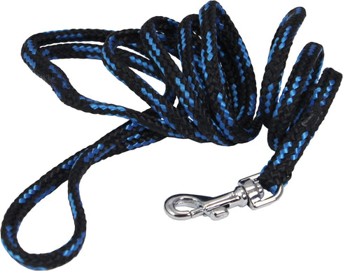 Dogs My Love 6ft Long Braided Rope Dog Leash Blue with Black 6 Sizes (XXSmall: 6ft Long; 0.15" Diam (4mm))