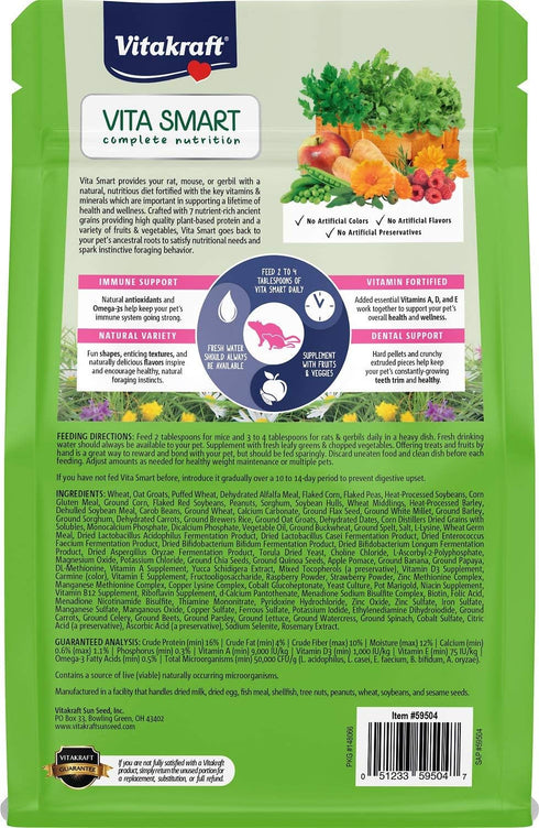Vitakraft Vita Smart Rat and Mouse Food - Complete Nutrition with Ancient Grains for Rats, Mice, Gerbils