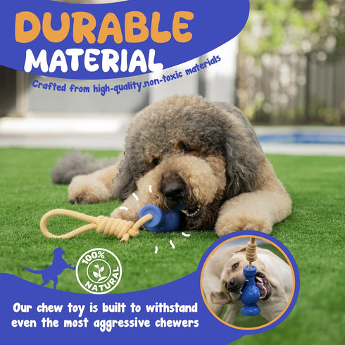 Dog Tug Toy with Rope, Treat Dispensing Dog Toy for All Sizes, Fun Rubber Toy with Tug-A-War Shape