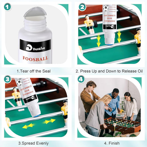 Dunkive 100% Foosball Rod Silicone Lubricant with No Spill Applicator Foosball Lubrication Oil for Table Rods