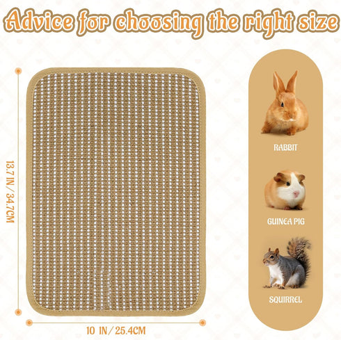 KEPYDRMTF (4PCS) Rabbit Scratching Pad, Sisal Scratching Pad for Bunny, Guinea Pig, Cat. Resting Mats for Cages, Forage