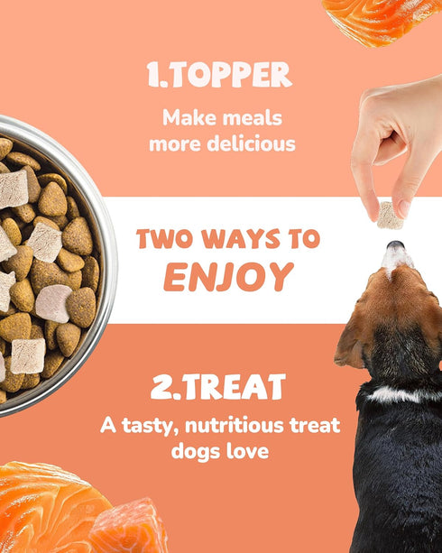 Omega-3 3.8 oz PAWUP Freeze Dried Salmon Dog Treats, Single Ingredient Salmon Treats for Dogs, Dog Food Topper, Rich