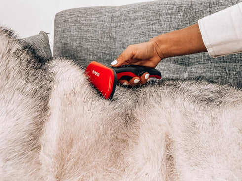 Tuff Pupper Self Cleaning Slicker Brush for Dogs & Cats, One Button Auto Clean, Reduces Shedding by 95%