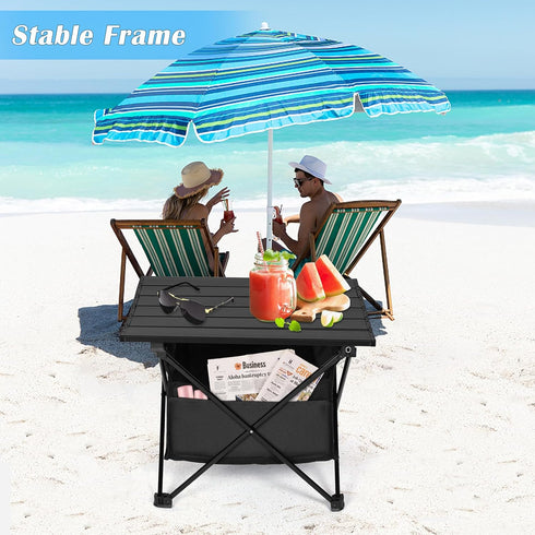 Foldable Small Folding Table, Portable with High-Capacity Storage for Outdoor Camping, BBQ, Picnics, Cooking