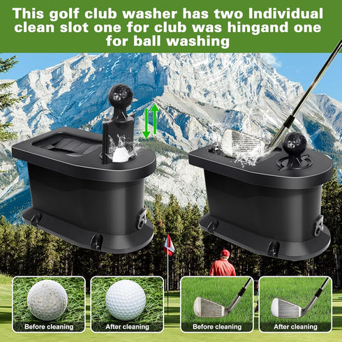 Golf Cart Ball Washer and Club Cleaner Kit with Mounting Bracket, Universal & Detachable for EZGO, Club Car, Yamaha