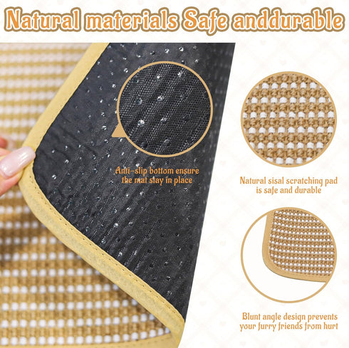 KEPYDRMTF (4PCS) Rabbit Scratching Pad, Sisal Scratching Pad for Bunny, Guinea Pig, Cat. Resting Mats for Cages, Forage