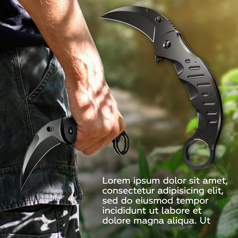 Spring Assisted Karambit Knife, Tactical Folding Knife, Military Sharp Tiger Claw for Hunting Camping EDC