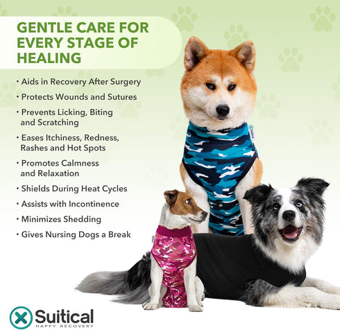 Suitical Recovery Suit for Dogs - Soft Fabric for Male or Female Spay and Neutering - 2XL, Blue Camouflage