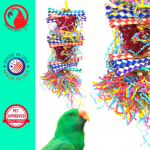 Bonka Bird Toys 1042 Duo Foraging Heart Vine Shredding Natural Parrot Toy for Quaker Conure Budgie