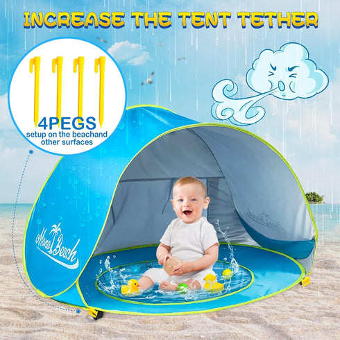 Monobeach Baby Beach Tent, Portable Pop Up Shade Pool, UV Protection Sun Shelter for Infants