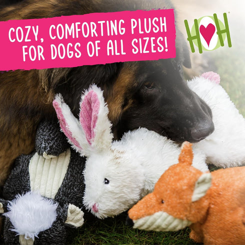 HuggleHounds Plush Dog Toy, Interactive Durable Stuffed Squooshie Bunny for Small and Large Breeds