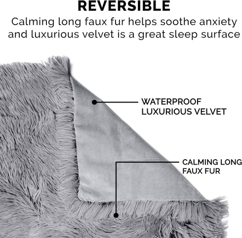 Furhaven Waterproof Throw Blanket for Dogs & Indoor Cats, Washable Shaggy Plush Calming Long Faux Fur & Velvet - Gray,