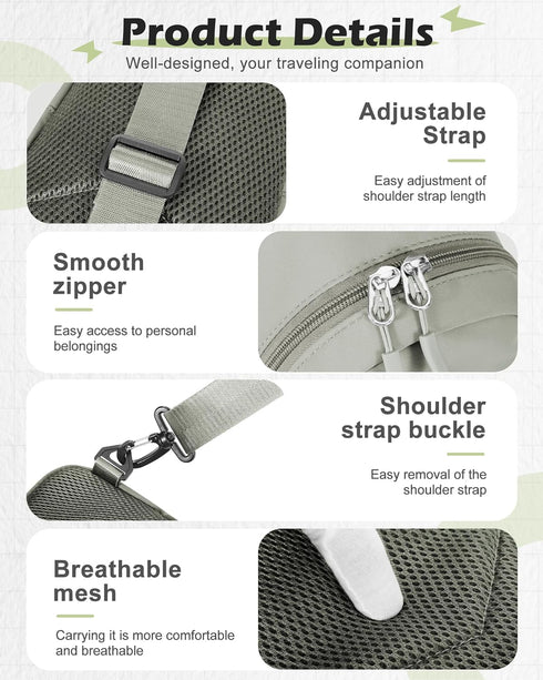 Backpack Backpack SEAFEW Small Green Sling Bag Crossbody Shoulder Bag for Men Women, Multipurpose Anti-Theft Cross Body