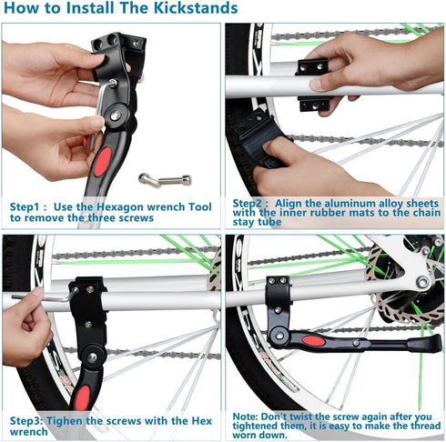 ZOSEN Adjustable Bike Kickstand - Side Support for 22 24 26 Inch Mountain Bike and 700 Road Bike