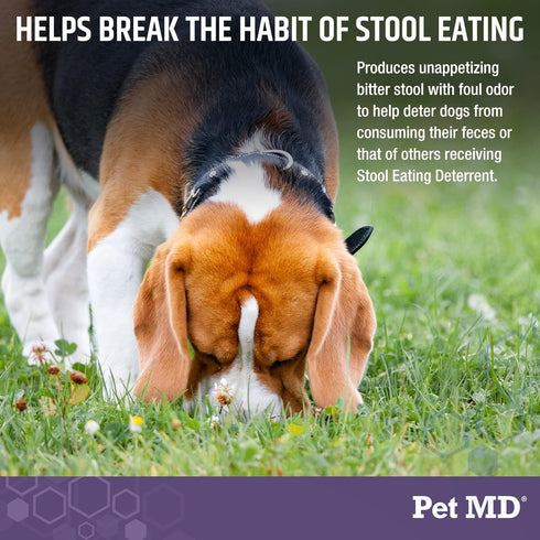 Pet MD Stool Eating Deterrent - Prevent Dog from Eating Poop - Coprophagia Aversion with Enzymes, Herbs, & Prebiotics for Digestive Support & Fresh Breath - Stop Stool Eating Chews - 60 ct