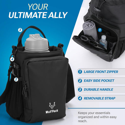 WulfPack Magnetic Gym Bag, Magnetic Bottle Bag, Water Bottle Carrier Holder with Large Phone Pockets, Large Pockets