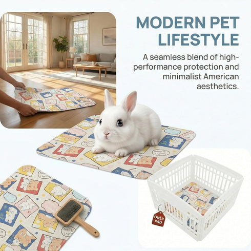 36"x36" 3-Layer PJYuCien Non-Slip Pet Playpen Mat with Comfort, Reusable and Washable Training Crate Pad, Travel Mat
