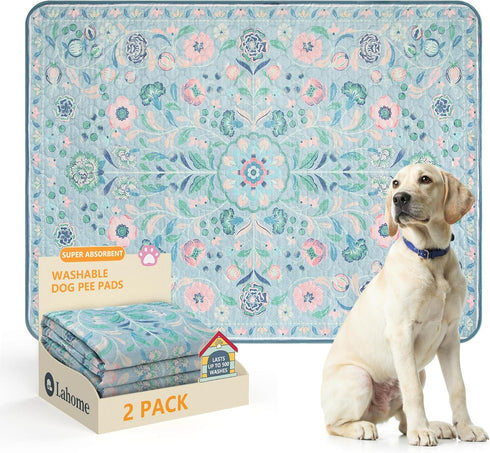 Lahome Washable Reusable Pee Pads for Dogs - Blue Botanical Floral 2