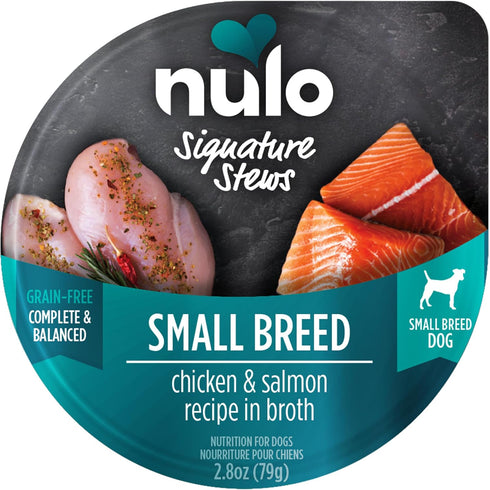 Nulo Small Breed Dog Signature Stew, Chicken & Salmon in Broth, 24 x 2.8 oz Cups