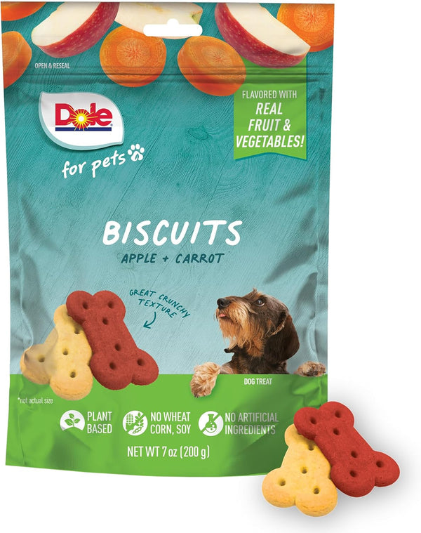 Dole for Pets Dog Biscuits Assorted Apple + Carrot Mix, Real Fruit