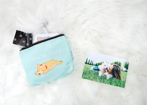 Pearhead Life’s Ruff Canvas Pouch, Travel Zipper Bag for Dog Lovers