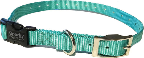 Sparky Pet Co ECollar Replacement Strap, Easy Release Double Buckle Dog Collar, Rugged Nylon - Teal
