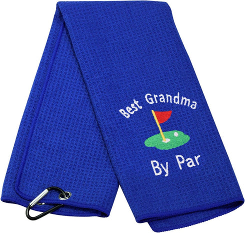 JXGZSO Grandma Golf Towel, Embroidered Gift for Best Grandma by Par Golf Towel
