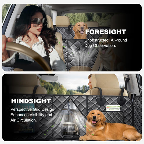 CarChic Hammock Back Seat Extender for Dogs, Non-Slip Dog Car Seat Cover for Back Seat with Hard Bottom, Durable Pet