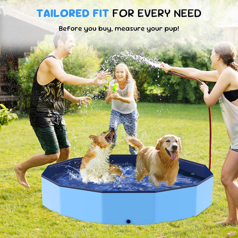 57'' Foldable Dog Pet Bath Pool, Heavy Duty Non-Slip Kiddie Pool, Plastic Pet Wading Pool for Puppy Small Medium Large