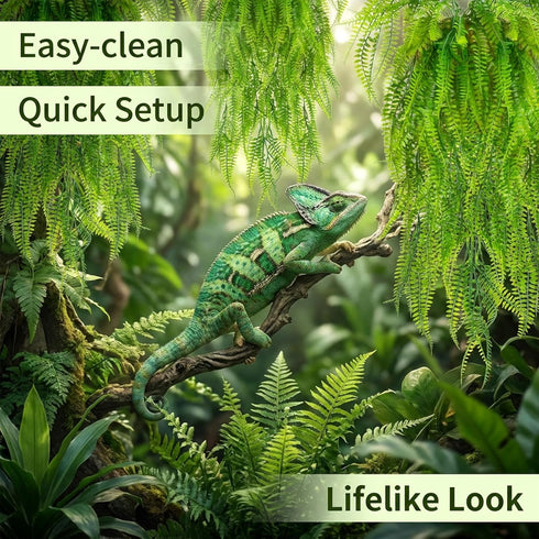 RAINFLOW 3PCS Artificial Terrarium Plants - Lifelike Reptile Habitat Vines, Fake Hanging Plants with Bendable Vine