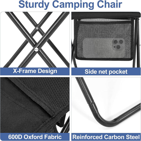 ChicRange Backpacking Portable Folding Camp Stool with Side Pocket, Lightweight Foldable Camping Stool for Adults