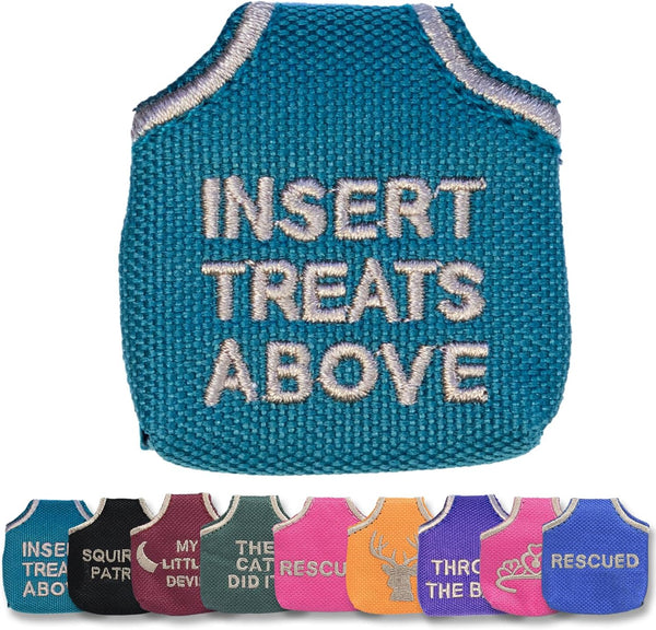 Dog Tag Silencer, Brown Insert Treats Above - Quiet Noisy Pet Tags, Fits Up to Four Pet IDs, Durable Nylon Cover