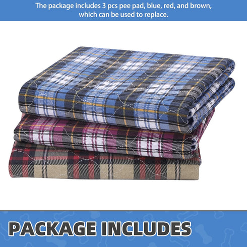 KOOLTAIL Washable Pee Pads for Dogs - Waterproof & Non-Slip Plaid Puppy Potty Training Pads, Reusable Whelping Pads