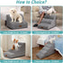 Dog Stairs for Couch or Low Bed, Small Dogs Ramp with Leakproof Fabric Cover, Non-Slip Foam Pet Steps, Grey, 3 Tiers